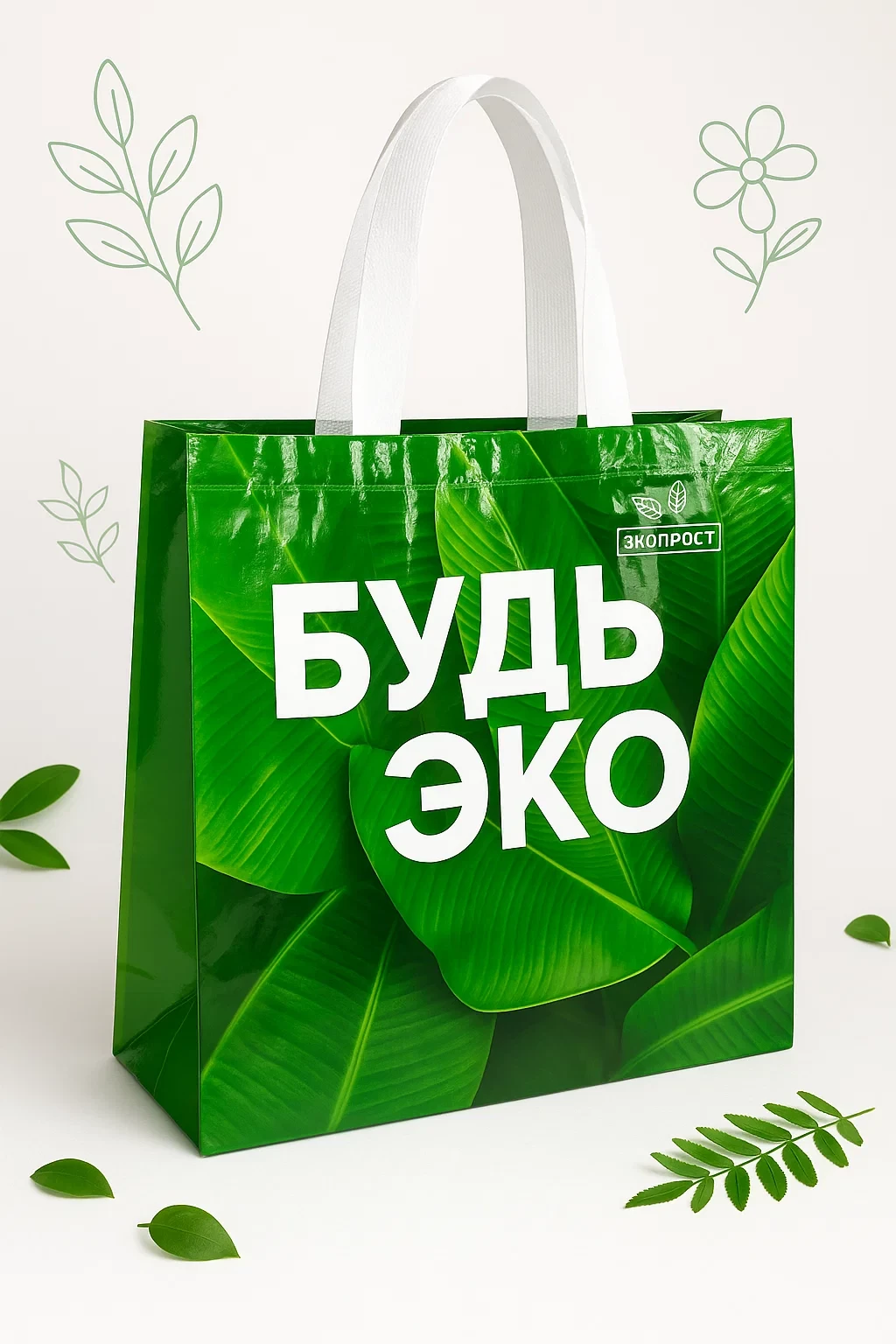 Пакет-сумка, из спанбонда с плёночной (БОПП) ламинацией
